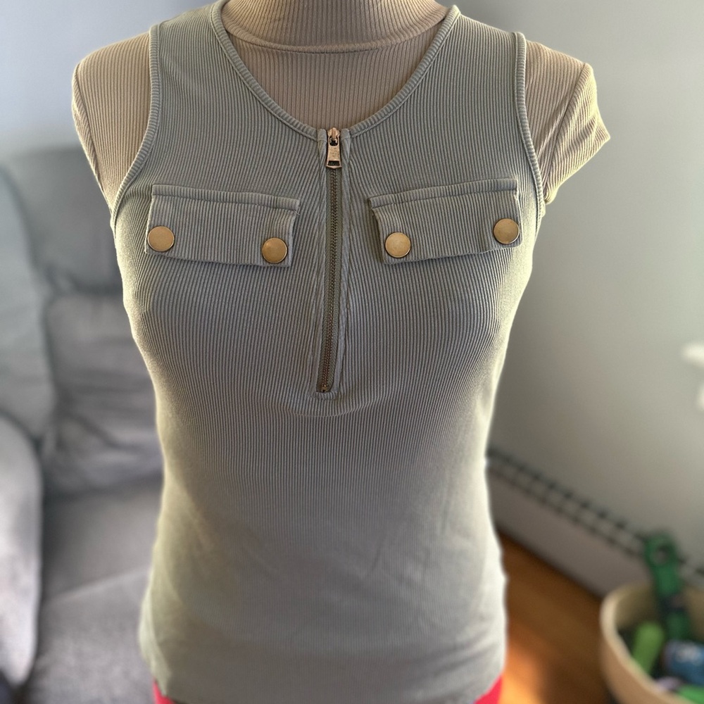 Light army green sleeveless Top